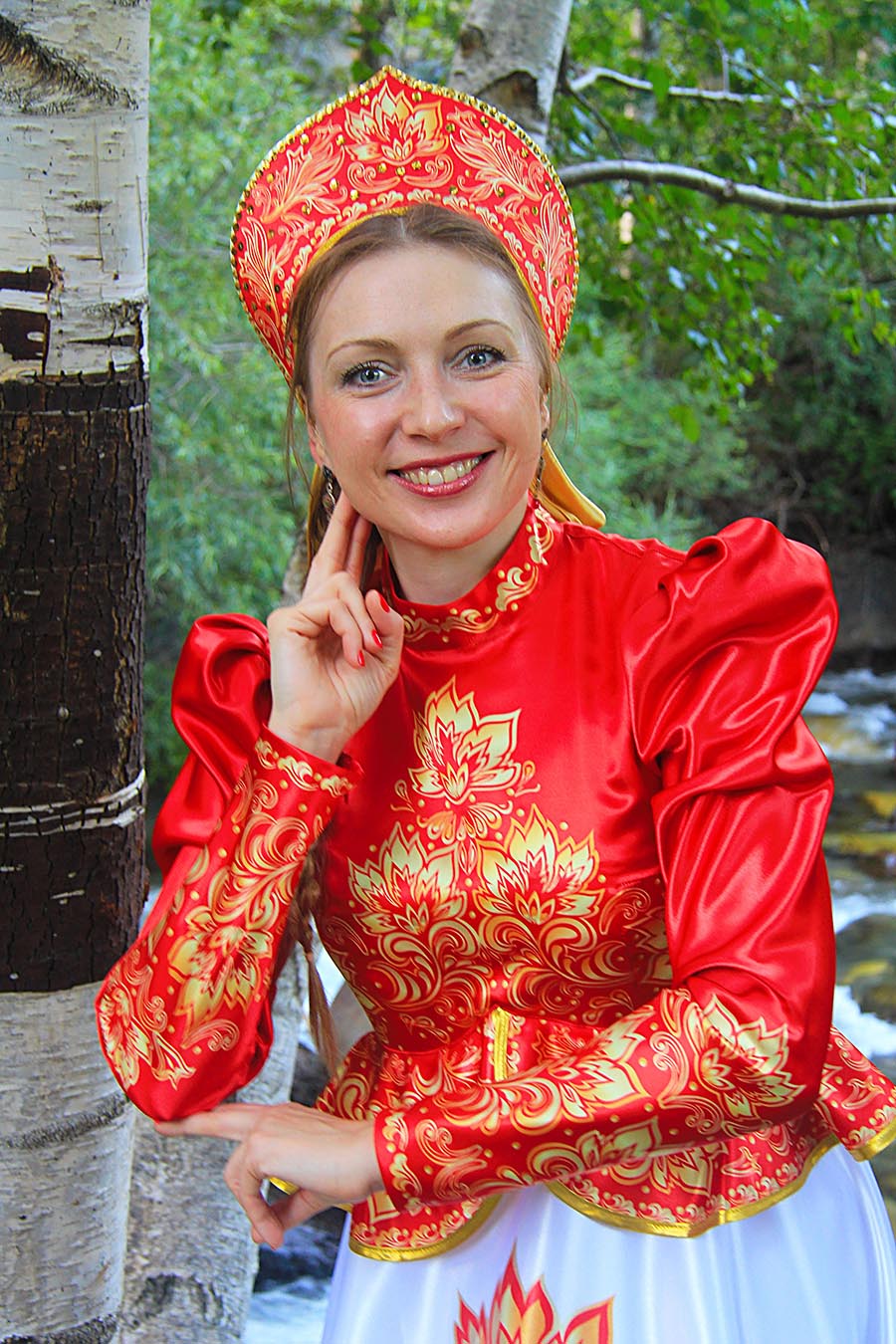 Women in Slavic costumes in Ljubljana