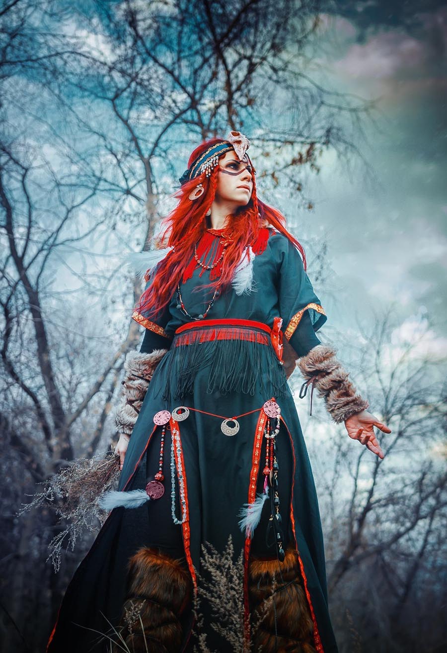 Girls in Slavic costumes underwear in Ljubljana