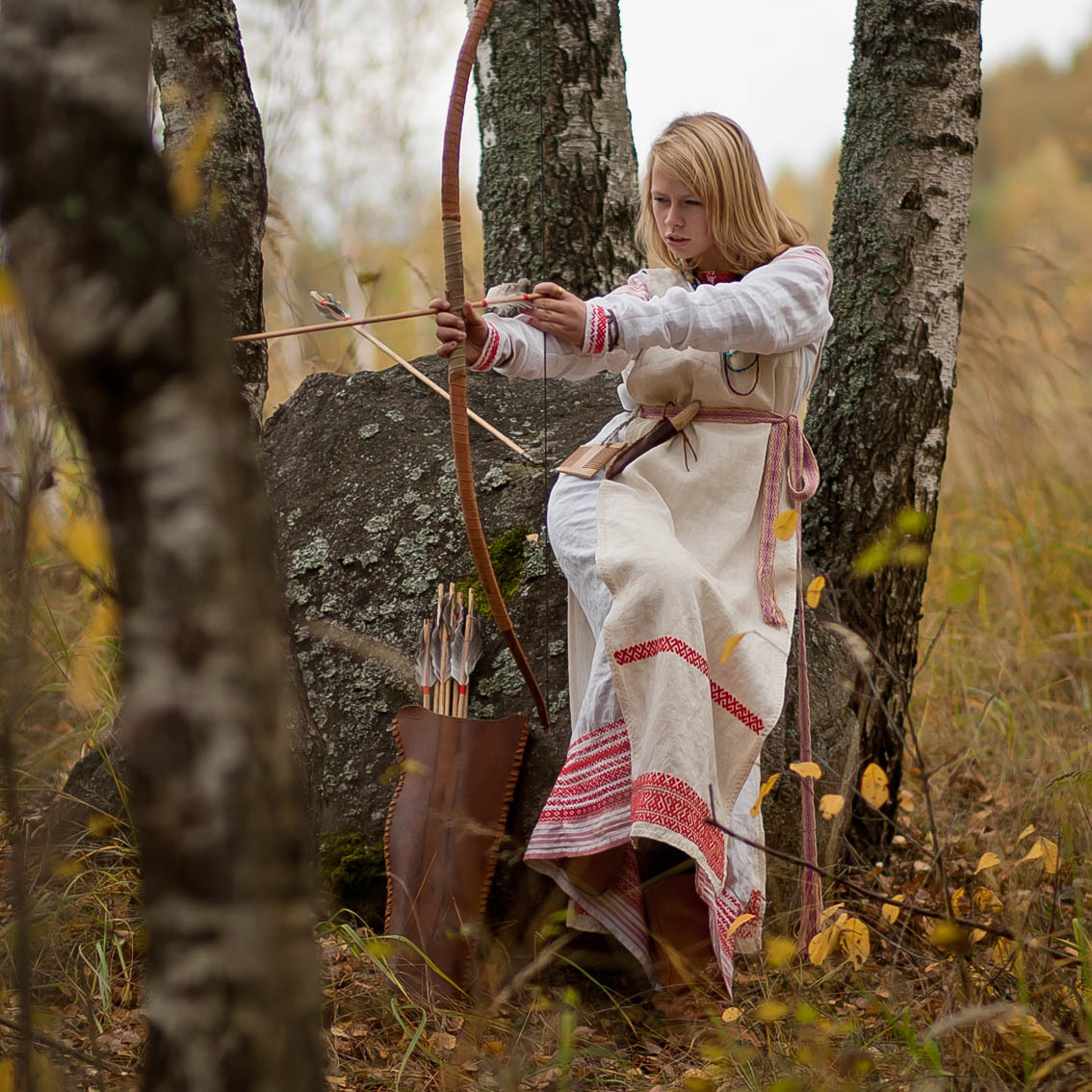 Sexy photo Girls in Slavic costumes in Ljubljana
